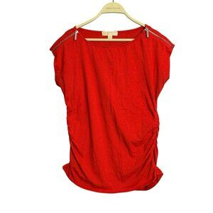 Michael Kors Blouse Top Women Size L Smocked Ruched Cinched Elegant Casual Work